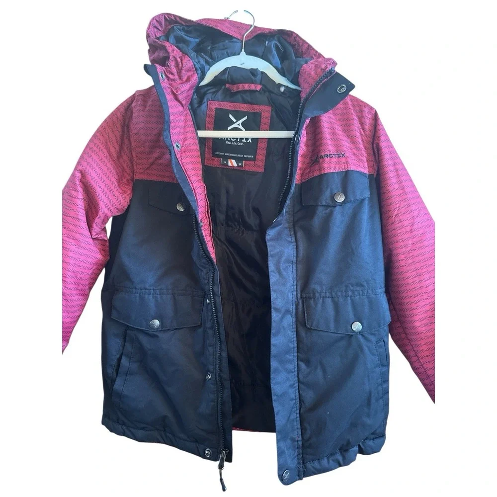 Arctix Slalom Red Black Boys Sz Medium 5K Insulated Hooded OutdoorJacket Pockets